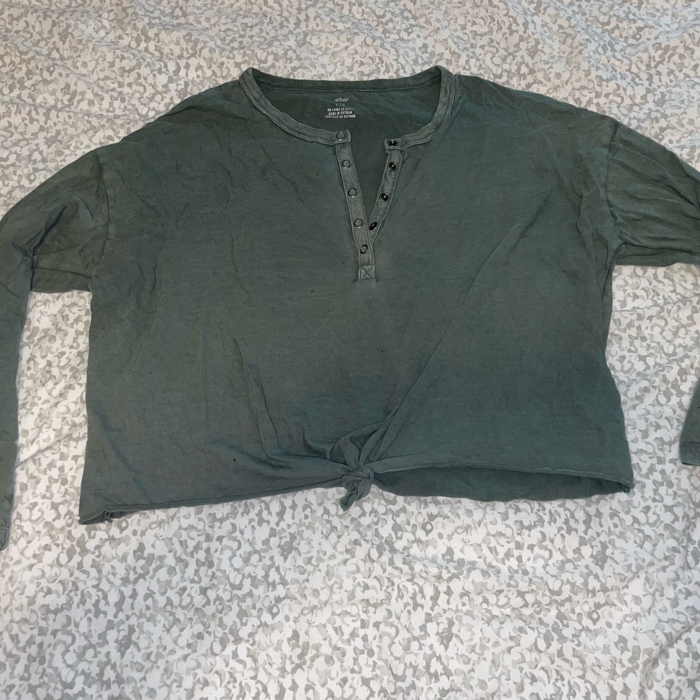 Aerie Cropped Long-Sleeve Shirt - Picture 2 of 9